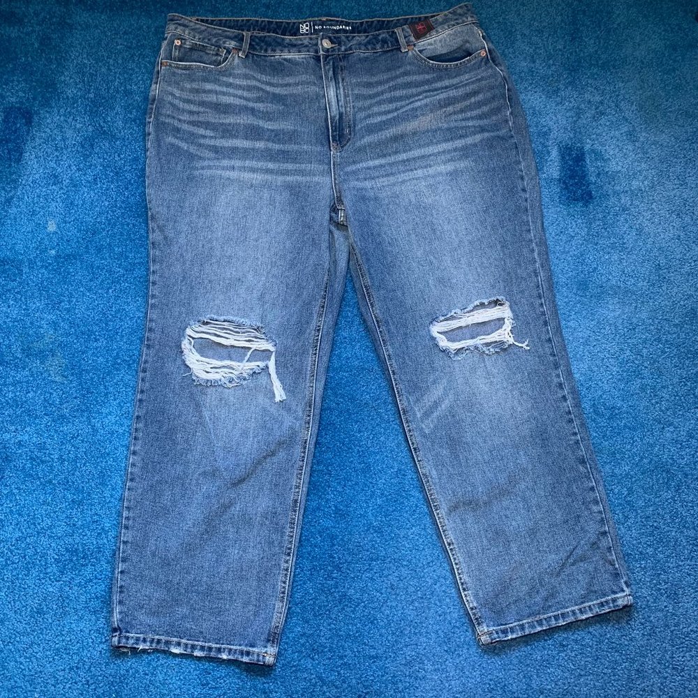 Distressed‎ Straight Leg Jeans Medium Wash Blue Size 23 Distressed NEW